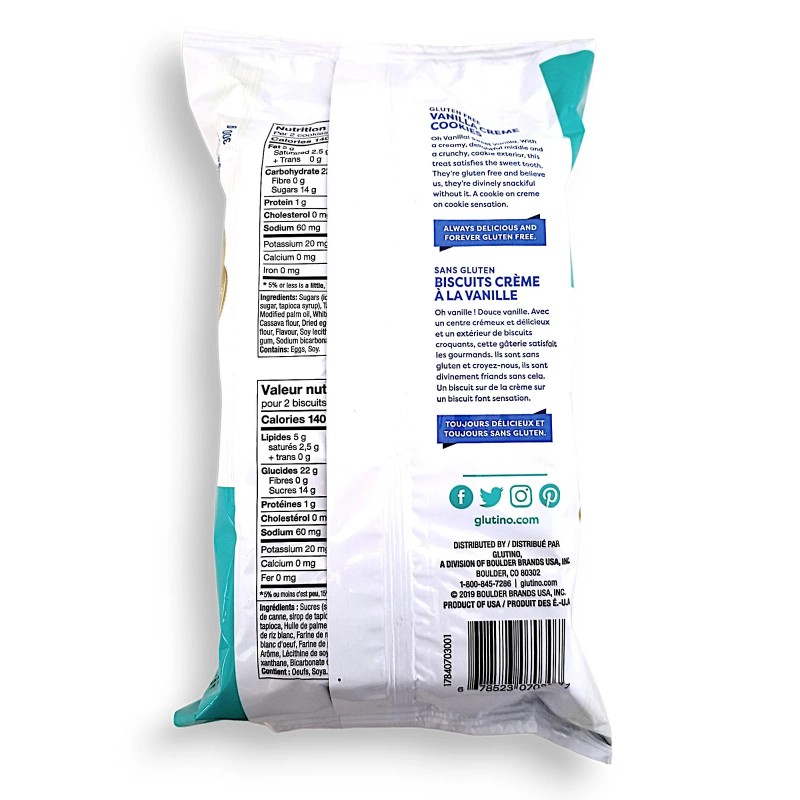 Glutino Gluten Free Vanilla Cream Cookies, 300g/10.6 oz. Package