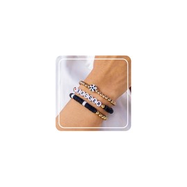 Game Day Bracelets Set for Women Men Football Bracelets Stack Beaded Stretch Red Black Blue Clay Beaded Stretch Bracelets Stackable Sports Charm Bracelet Jewelry Accessories (Soccer)