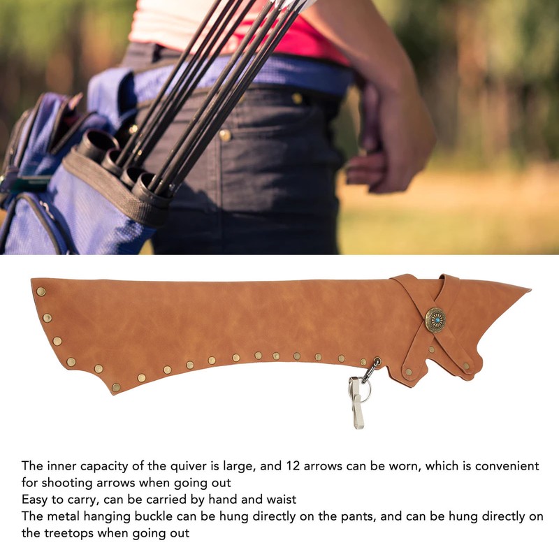 Archery Back Arrow Quiver Holder Waist Mounted PU Arrow Storage