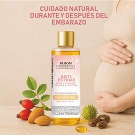 Óleo Corporal Anti-Estrías 125 ml Aceite Natural para Embarazo y Postparto Con Rosa Mosqueta, Almendra Dulce, y Vitamina E USP Previene Estrías, Hidrata y Nutre la Piel (OLEO CUIDADO INTENSIVO 125 ML)