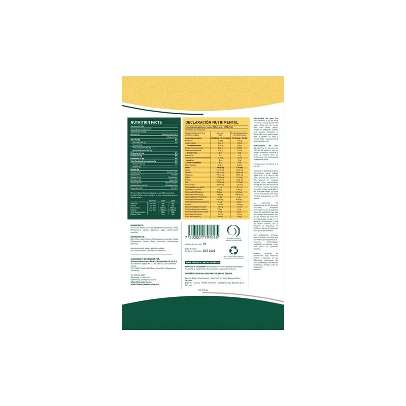 Alga Spirulina + Quinoa + Cacao Pack De 2 Bolsas