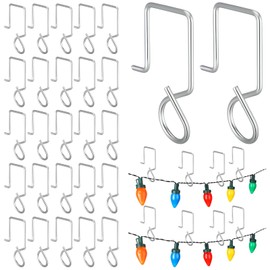 Pinkunn 60 Pcs Christmas Lights Gutter Clips Stainless Steel Christmas Light Q Hangers Hooks with Mesh Leaf Gutter Guard Weatherproof Xmas Clip for Outdoor Lights Heavy Duty Metal Hooks for Holiday