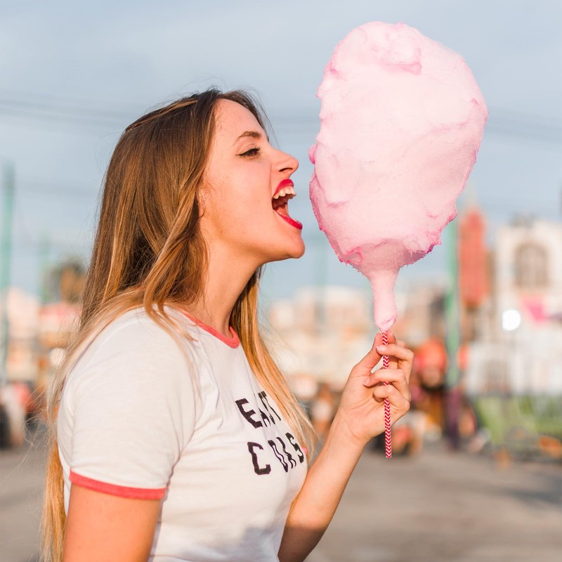 600 Pcs 13.8 Inch Colorful Cotton Candy Holder Sticks, Cotton