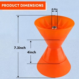 BALAVA Boat Trailer Roller,Boat Rollers for Trailer,Bow Roller with Bells and Bolt,1/2 in Shaft Boat Trailer Bow Stop, Great for Boat Trailer Bracket,Orange