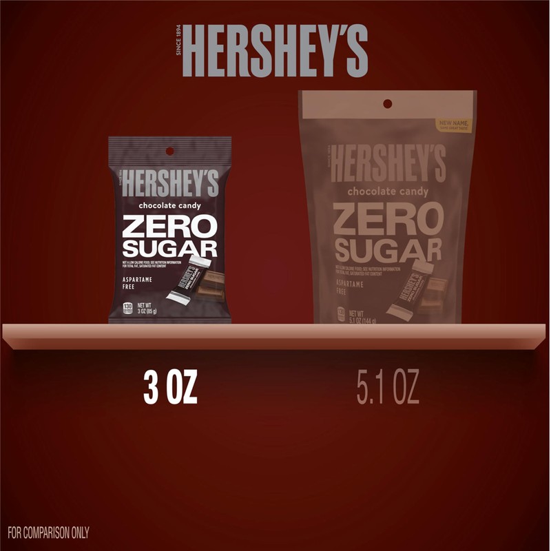 HERSHEY'S Zero Sugar Chocolate Candy Bags, 3 oz (12 Count)