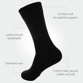 Laulax 4 Pairs Finest Combed Cotton Smooth Seamless Toe Dress Socks, Gift set, Black, Size UK 9-11 / Europe 43-46