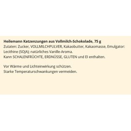 Heilemann Confiserie Katzenzungen Vollmilch Schokolade 75 g