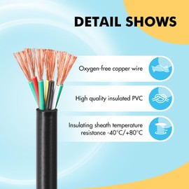 Qiping 5 M 7 core x 0.5 mm² round flexible electric wire, 12V/24V/48V/60V vehicle cable for car truck trailer lighting