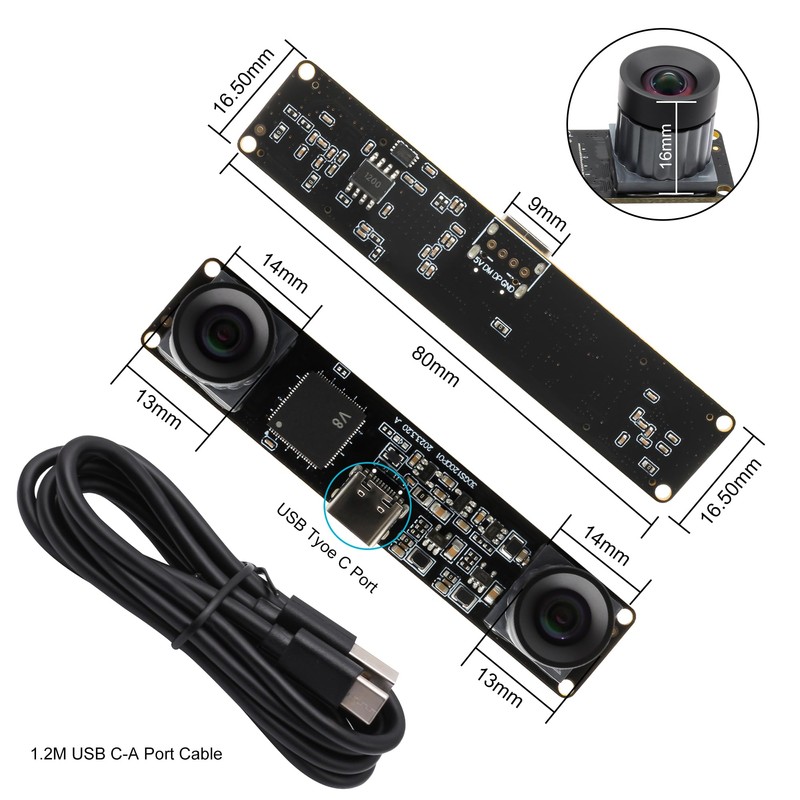 Svpro Global Shutter USB Camera with M12 Dual Lens 1200P