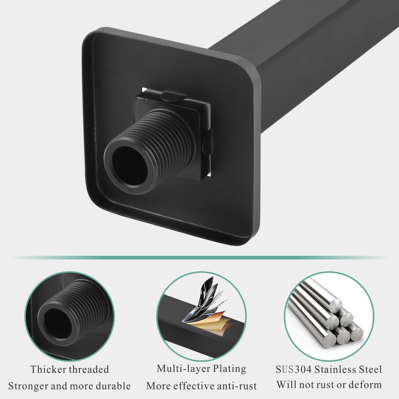 Voolan Shower Arm with Flange, Ceiling Mounted Fixed Shower Pipe,