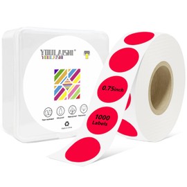 YOULAISHI 3/4 Inch Circle Dot Stickers 1000 PCS Red Color Coding Thermal Labels Dots Writable Printable Small Round Stickers for Office, Classroom, Inventory, Garage, Organizing Storage