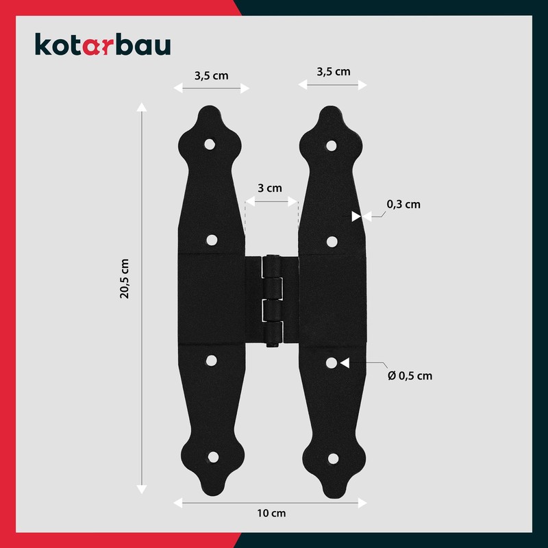 KOTARBAU® Hinges Folding H-Shape 20.5 x 10 cm Shutter Hinge