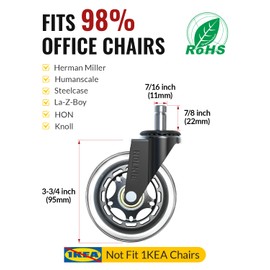 HOLKIE Office Chair Wheels Universal Fit Roller Blade Casters