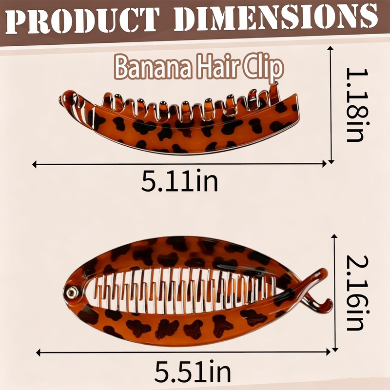 2 Pcs Banana Hair Clips for Hair,5.5 Inch Large Banana
