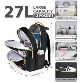 MOCOCITO Backpack for School School Bags Casual Daypacks for Girls and Boys Lightweight Backpack 15.6" Laptop Backpack large backpack college bag for Teenage Black Rucksack (Multicolor)