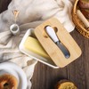 WAIT FLY Mushroom Ceramic Butter Dish with Bamboo Lid and