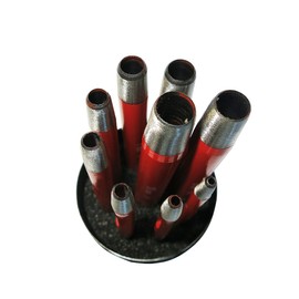 S&R Hole Punch IRON set, round/Made in Germany / 9 pcs.Punching iron Tool 2-10 mm; Specially oiled