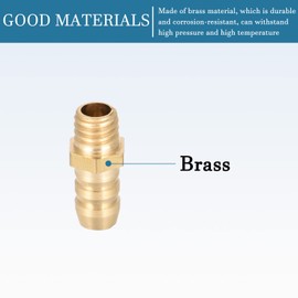 QUARKZMAN Metric M6-1 Male Thread up to 6 mm Barbed Hose Connection Brass x 4 Pieces Gold Tone Pipe Connection Adapter for Hose Connection