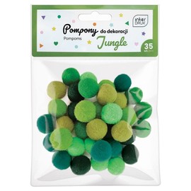 Interdruk - Pompom per l'Artigianato - Confezione da 35 in 6 Colori Diversi - Diametro 18 mm - Set Jungle