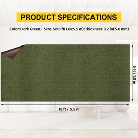 Grefinity Marine Carpet,6 FT x 18 FT Olive Green Indoor Outdoor Carpet 0.2" Thick with Water-Proof TPE Backing, Non-Slide for Home, Patio, Porch, Deck