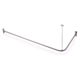 Naiture Stainless Steel 48'' x 48'' L-Shaped Corner Shower Curtain Rod with Ceiling Support, Brushed Nickel Finish