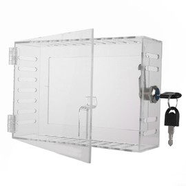 Universal Thermostat Lock Box with Key, Clear Box Guard Large Thermostat Guard