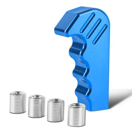 Auto Dynasty Aluminum Gun Handle Pistol Grip Car Manual Transmission Shift Knob Shifter Lever, Universal Fit, Blue