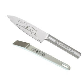 東亜金属(Toa) メルペール ネコ ペティナイフ (果物ナイフ） ネコ 絵柄入り ハンディ 包丁研ぎ シャープナー 付き