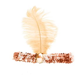 Rabtero Kids Roaring the 20s Fancy Dress Costume, Girls Flapper Dress with Pearl Necklace and Feather Headband, Gangster Flapper Dress for Girls, Golden, X-Large 10-12