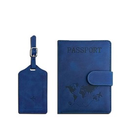 LISAPRO Funda para Pasaporte con Bloqueo RFID, Porta de Pasaporte de Cuero PU, Cartera para Pasaporte, con Etiqueta de Equipaje, Organizador de Docume