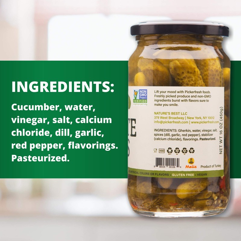 Pickerfresh Kosher Petite Dills - Garlic, Dill & Red Pepper