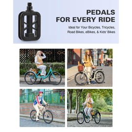 VIRIBUS 9/16 Inch Bike Pedals, Professional Bicycle Pedals with Nonskid Platforms & Reflectors, Waterproof BMX Pedals Compatible with Most Road Bike Mountain Bike Tricycle Electric Bike Kids Bike