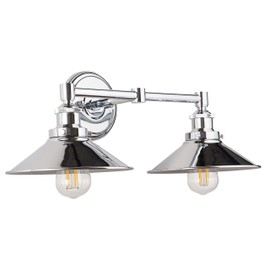 Linea di Liara Andante 2 Light Bathroom Vanity Light Industrial Polished Chrome Bathroom Light Fixtures above Mirror Bathroom Light Farmhouse Vanity Lights for Bathroom Lighting, Bulb Included