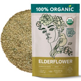Elderflower Tea (10oz.) - Organic Dried Elderflowers - Elder Flowers Dried Herbs, Te de Sauco, Flor De Sauco Organico - Respiratory Tea - Great for Allergy
