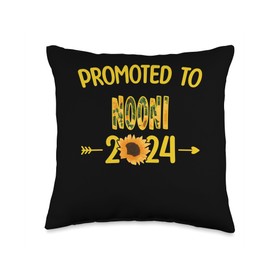 Promoted To NOONI Again Est.2024 Sunflower Pregnancy Throw Pillow, 16x16, Multicolor