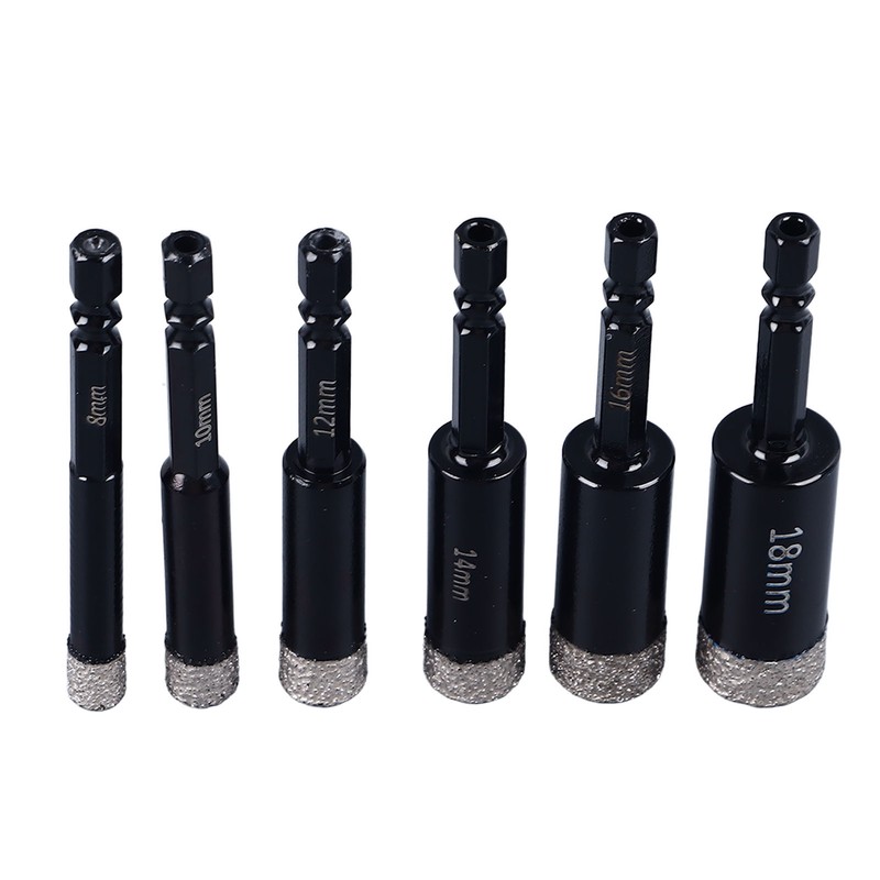 6Pcs Dry Diamond Drill Bit Kit 8 10 12 14