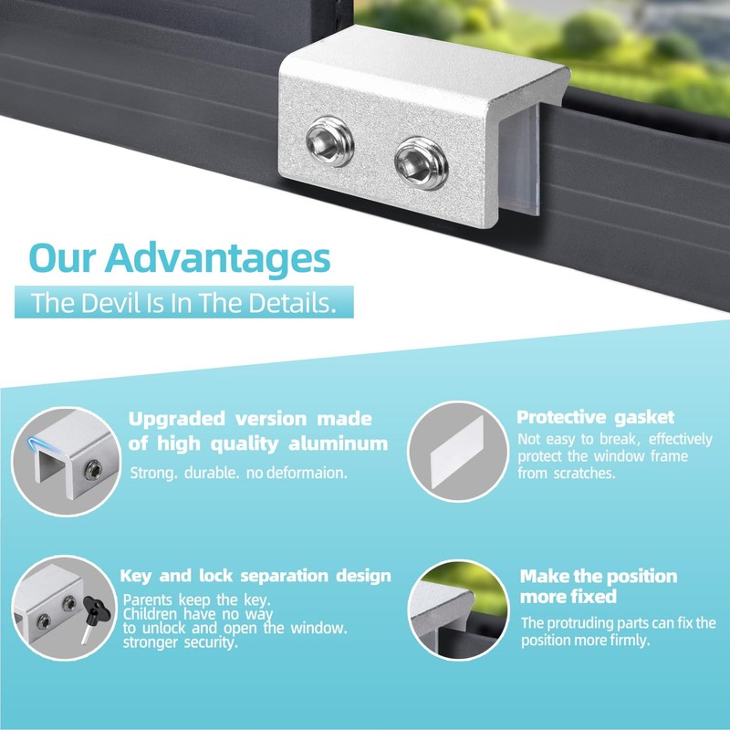 PINGXNG Window Locks,4 Sets,Alu Alloy material Window Lock for Vertical&Horizontal