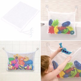 Bath Toy Organizer Bathtub Mesh Net Baby Toy Storage Bin Suction Cups Bag 45x35cm