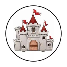 Homemade 48 Castle !!  ENVELOPE SEALS LABELS STICKERS 1.2" ROUND