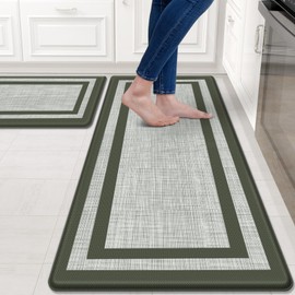 Mattitude Kitchen Mat [2 PCS] Cushioned Anti-Fatigue Non-Skid Waterproof Rugs Ergonomic Comfort Standing Mat for Kitchen, Floor, Office, Sink, Laundry,Green