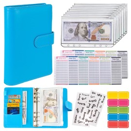NICOOTHBudget Binder Cash Envelopes A6 Money Saving Binder with Zipper envelopes (Dark Blue)