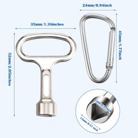 Metal Triangular Key Meter Box Key Silver Triangle Socket Spanner Key with a Keychain for Gas Water Electric Meter Box Cabinet