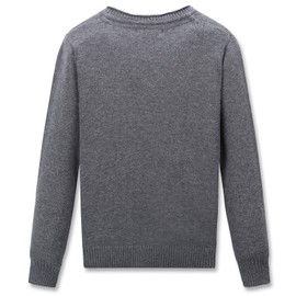 CUNYI Boys V-Neck Sweater Long Sleeve Pullover Sweater Knit, Dark Grey, 120