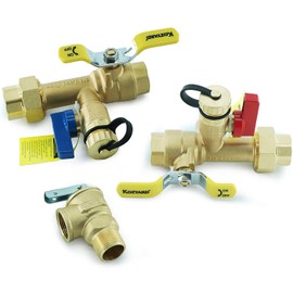 Kozyvacu 3/4-Inch IPS Isolator Tankless Water Heater Service Valve Kit with Clean Brass Construction (FNPTxFNPT)