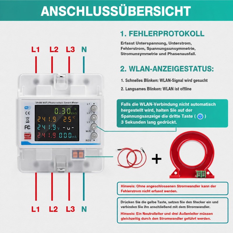 WiFi Electricity Meter 3 Phase 100 A 380 V AC