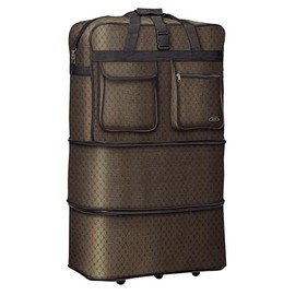 Pod 30" / 36" / 40" Expandable Rolling Wheeled Duffle bag Spinner Luggage suitcase (Brown, 40-inch)