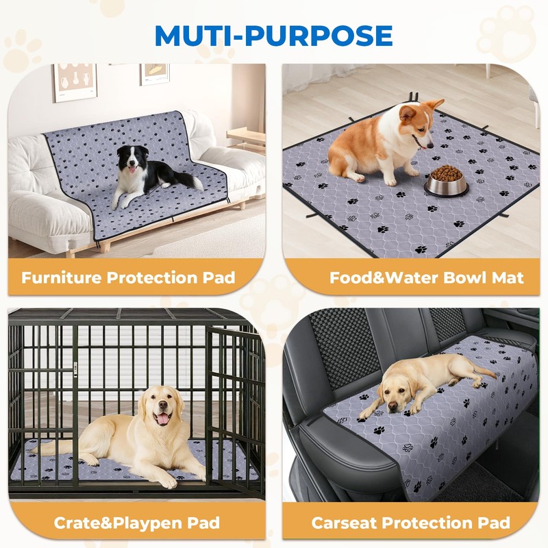 Fostanfly Washable Pee Pads for Dogs, 2 Pack Reusable Super