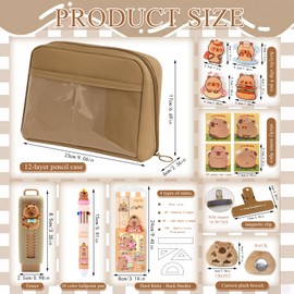Capybara Stationery Set, Capybara Stationery Set, Suitcase, Capybara Pencil Case with Contents, Capybara Pencil Case Large, Cute Stationery Set for Office, School, Students, Children, 2 Fashions