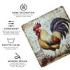 Rooster Coasters Square Leather Drinks Coaster Set with Holder for