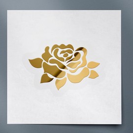 Decal Stickers of Floral Elements (Metallic Gold) (Set of 2) Premium Waterproof Vinyl Decal Stickers for Laptop Smartphone Car Dirt Bike Wall Room Mason Jar Bathtub Door - BICVER1d64631GOW19Y24